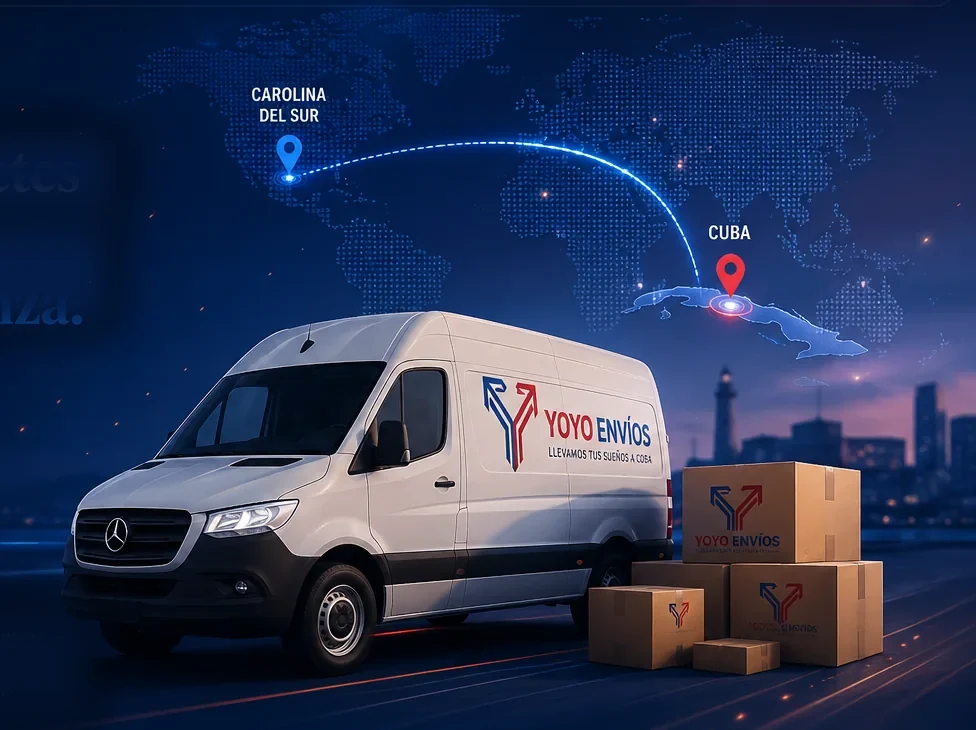 Van de YOYO Envíos, mapa y cajas